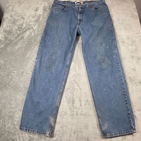 Levis 550 Jeans Mens 40X34 Blue Relaxed Fit 100% Cotton Denim Distressed - Picture 1 of 16